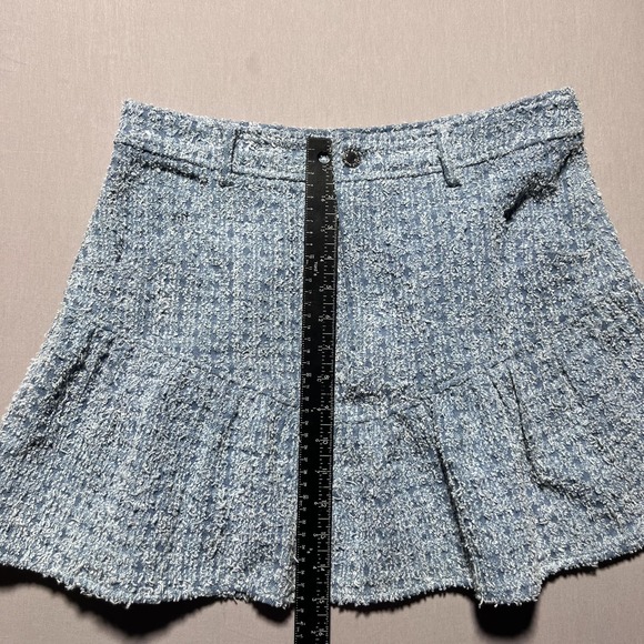 Ramy Brook Jeanne Textured Mini Skirt Womens 8 Blue Spind Cotten Blend‎ - Picture 11 of 14